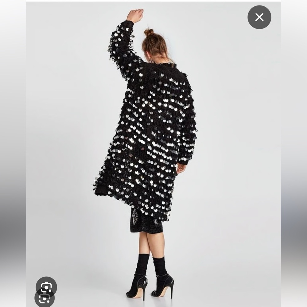 Zara KNIT limited edition sequined long cardigan size M